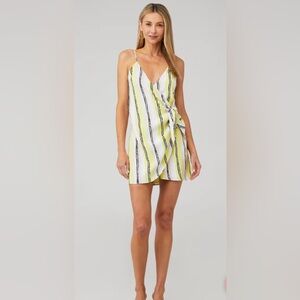 Cupcakes & Cashmere Asymmetrical Lemon Yellow and White Dress